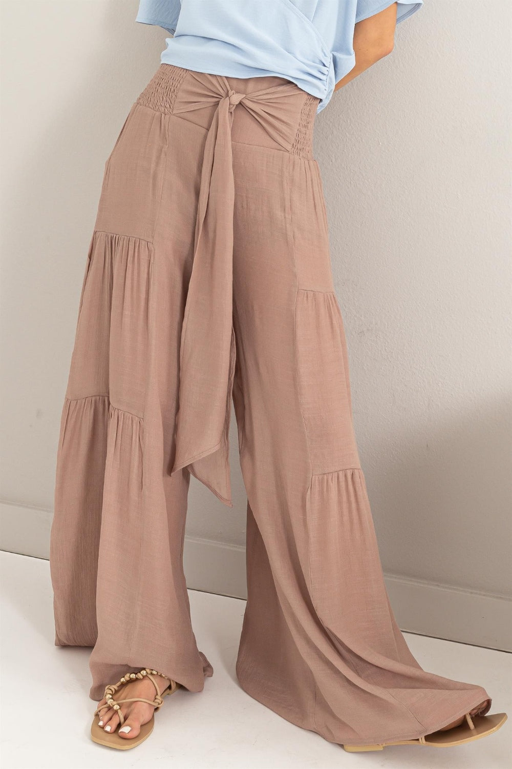 TESA WIDE LEG TIE FRONT PANTS