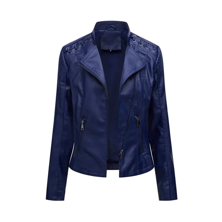 Jill - Stylish Lapel Collar Leather Jacket