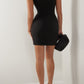 AMY - Black Crepe Square Neck Mini Dress