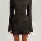 ROXANNE - Black Long Sleeve A-Line Pocket Mini Dress