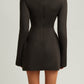 ROXANNE - Black Long Sleeve A-Line Pocket Mini Dress