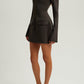 ROXANNE - Black Long Sleeve A-Line Pocket Mini Dress