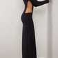 ISLA - Black Padded-Shoulder Cutout Crepe Maxi Dress