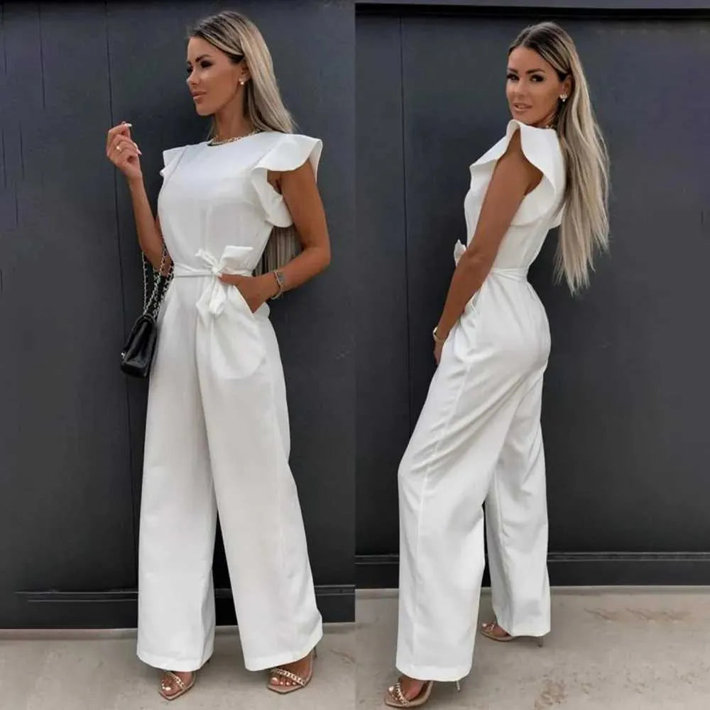 Cery - Elegant Jumpsuit with Ruffles and Belt