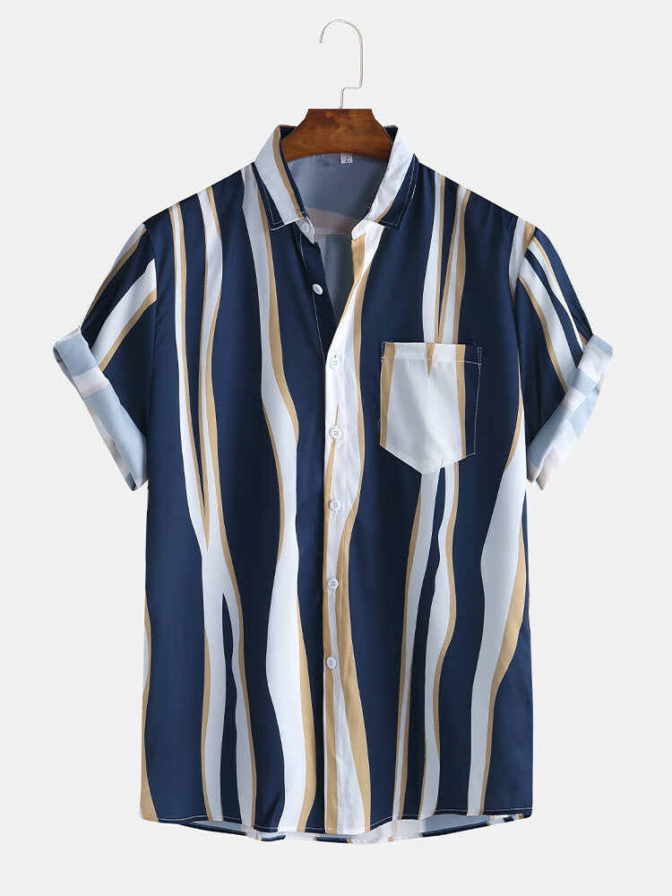 Revere Shirts with Wave Stripes and Short Swim Shorts