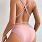 TIED CRISSCROSS ONE-PIECE SWIMSUIT