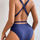 TIED CRISSCROSS ONE-PIECE SWIMSUIT