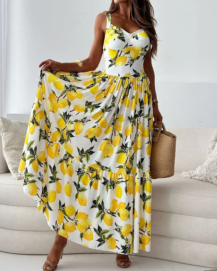 Lemon-Print Strappy Dress + "free" invisible bra