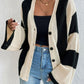 CAROLINE STRIPED BUTTON UP CARDI