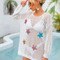 STAR SEQUIN LONG SLEEVE BEACH COVER UP