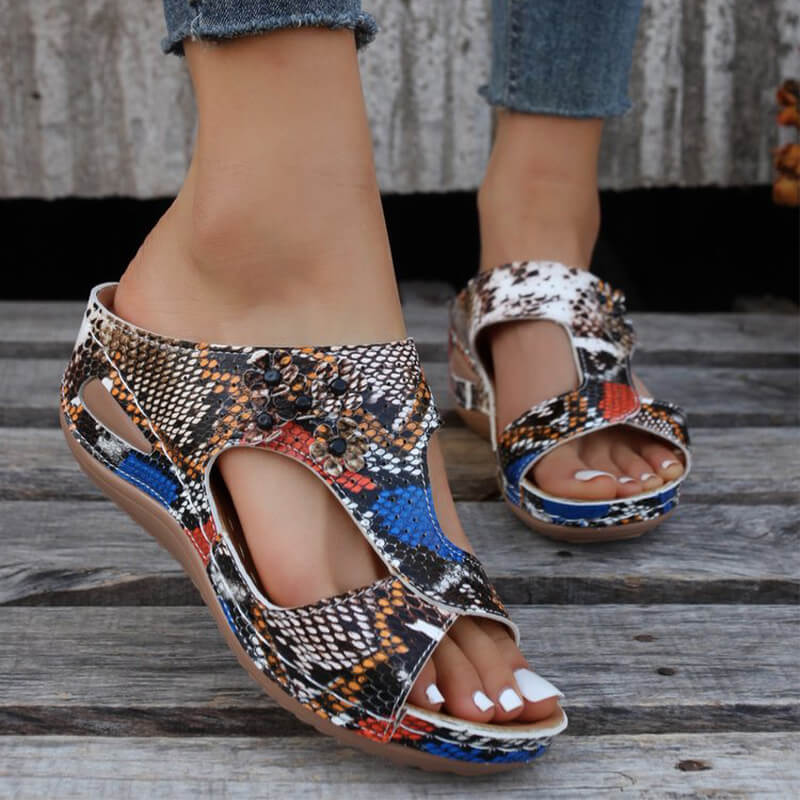 Comfortable correction peep-toe wedge heel fashion sandals