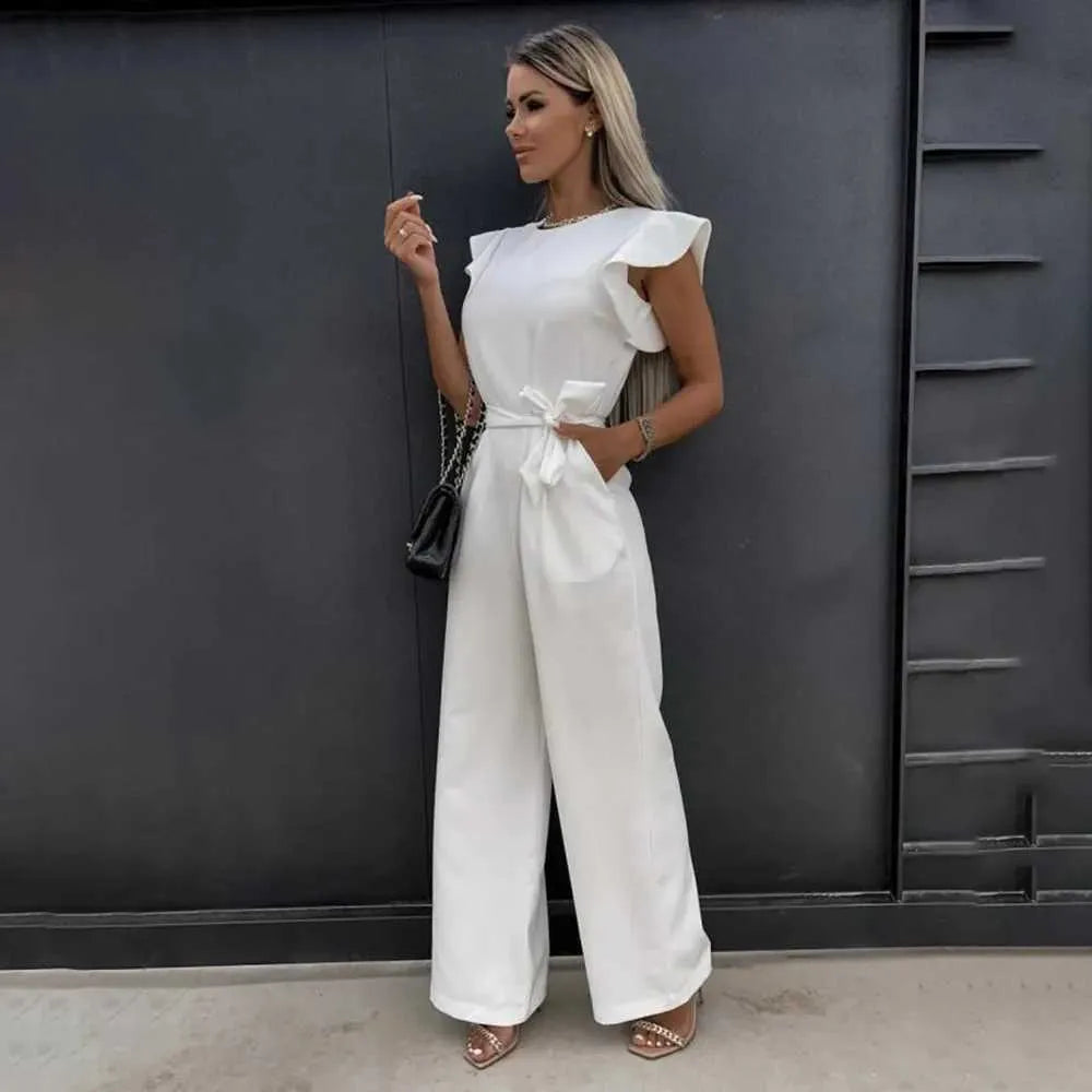 Cery - Elegant Jumpsuit with Ruffles and Belt