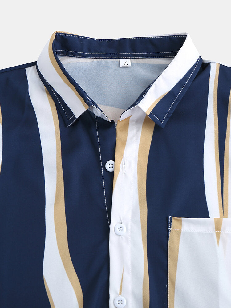 Revere Shirts with Wave Stripes and Short Swim Shorts