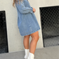 Aniek | Dress in washed denim with puff sleeves