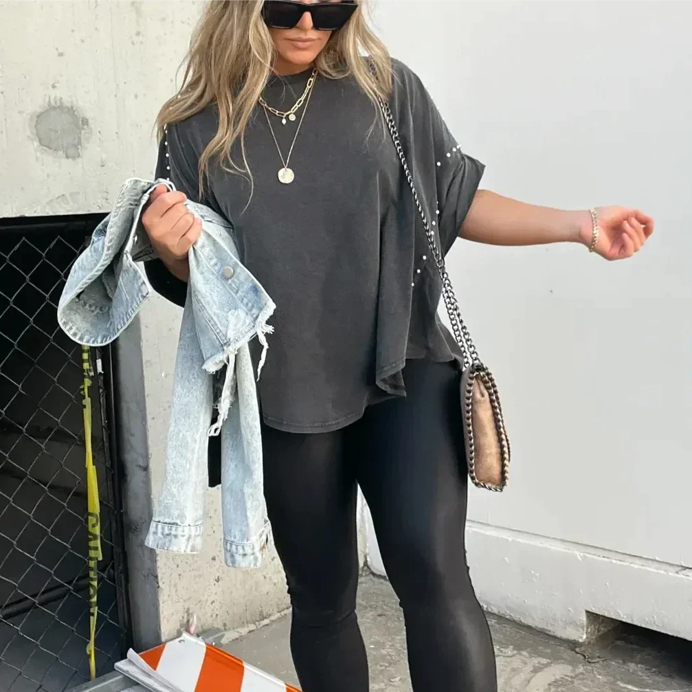 Hannah - Studded Oversized Tee