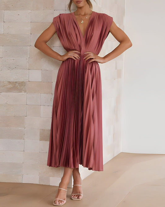 Elena - Sleeveless Pleated Midi Dress