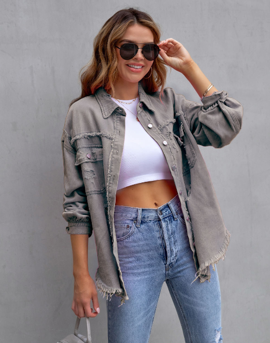 Judy - Ripped Oversized Denim Jacket