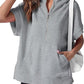 Lilly | Short-sleeved women's top with hood and half zip