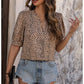 Women's V-neck Commuting Simple Leopard Print Shirt 21755578YM