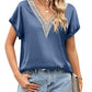 V-neck Lace Satin Short-sleeved Shirt 32097841