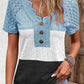 Lace Panel V-neck Short-sleeved T-shirt