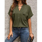 Solid Color V-neck Pocket Short-sleeved Shirt 22982116