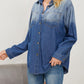 Simple Gradient Stand Collar Single-breasted Denim Shirt