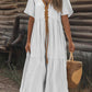 Retro Tribal V-neck Cotton and Linen Full Skirt Dress