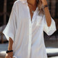 Solid Color Minimalistic Lapel Half Sleeves Shirt