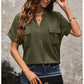 Solid Color V-neck Pocket Short-sleeved Shirt 22982116