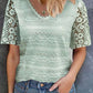 V-neck Lace Patchwork Hollow out Blouse