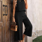 Sleeveless Vest and Wide-leg Pants Casual Two-piece Suit