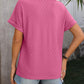 V-neck Button-down Solid Color Short-sleeved T-shirt 01225824