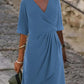 Cotton and Linen Daily Cross V-Neck Midi Dress