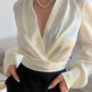 Plain V Neck Regular Fit Elegant Blouse