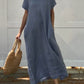 Women's Turndown Collar Linen Pocket Dress