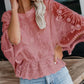 Lace Embroideried Chiffon Batwing Sleeves Blouse