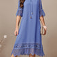 Elegant Lace Trim Patchwork Chiffon Dress