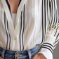 Striped Shirt Collar Urban Blouse