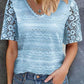 V-neck Lace Patchwork Hollow out Blouse