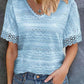 V-neck Lace Patchwork Loose Casual Top