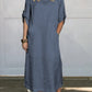 Women's Comfortable Solid Color Linen Pocket Dress