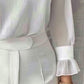 Mock Neck Mesh Long Sleeve Elegant Blouse