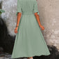 Elegant V-neck Solid Color Commuting Waist Long Dress 57985733