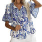 Women's Strappy Printed Bohemian Short-sleeved Shirt 19684748