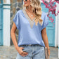 V-neck Lace Satin Short-sleeved Shirt 32097841