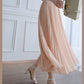 Gentle Pink Pleated Skirt High Waist Vest Dress