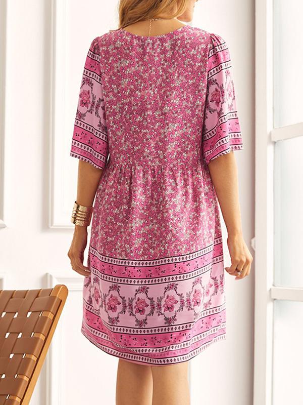 Casual V-neck Floral Resort Bohemian Beach Dress