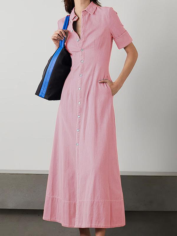 Cotton Cardigan Waist Pocket Maxi Dress