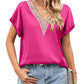 V-neck Lace Satin Short-sleeved Shirt 32097841